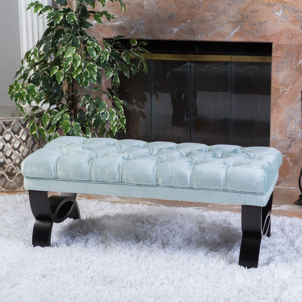 Banc ottoman en velours capitonné Scarlette par Christopher Knight Home