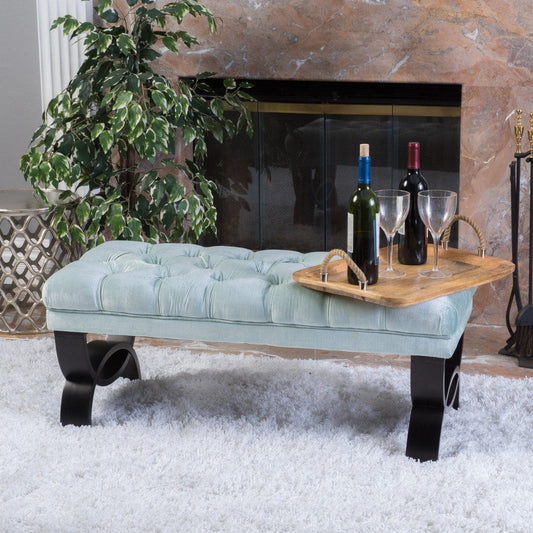 Banc ottoman en velours capitonné Scarlette par Christopher Knight Home