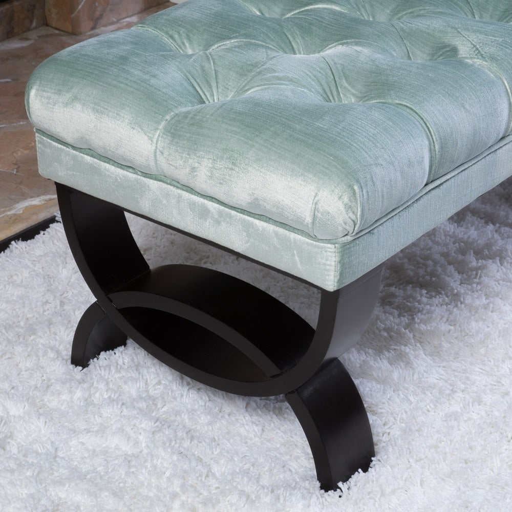 Banc ottoman en velours capitonné Scarlette par Christopher Knight Home