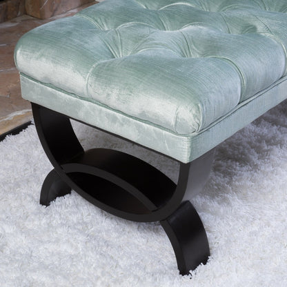 Banc ottoman en velours capitonné Scarlette par Christopher Knight Home