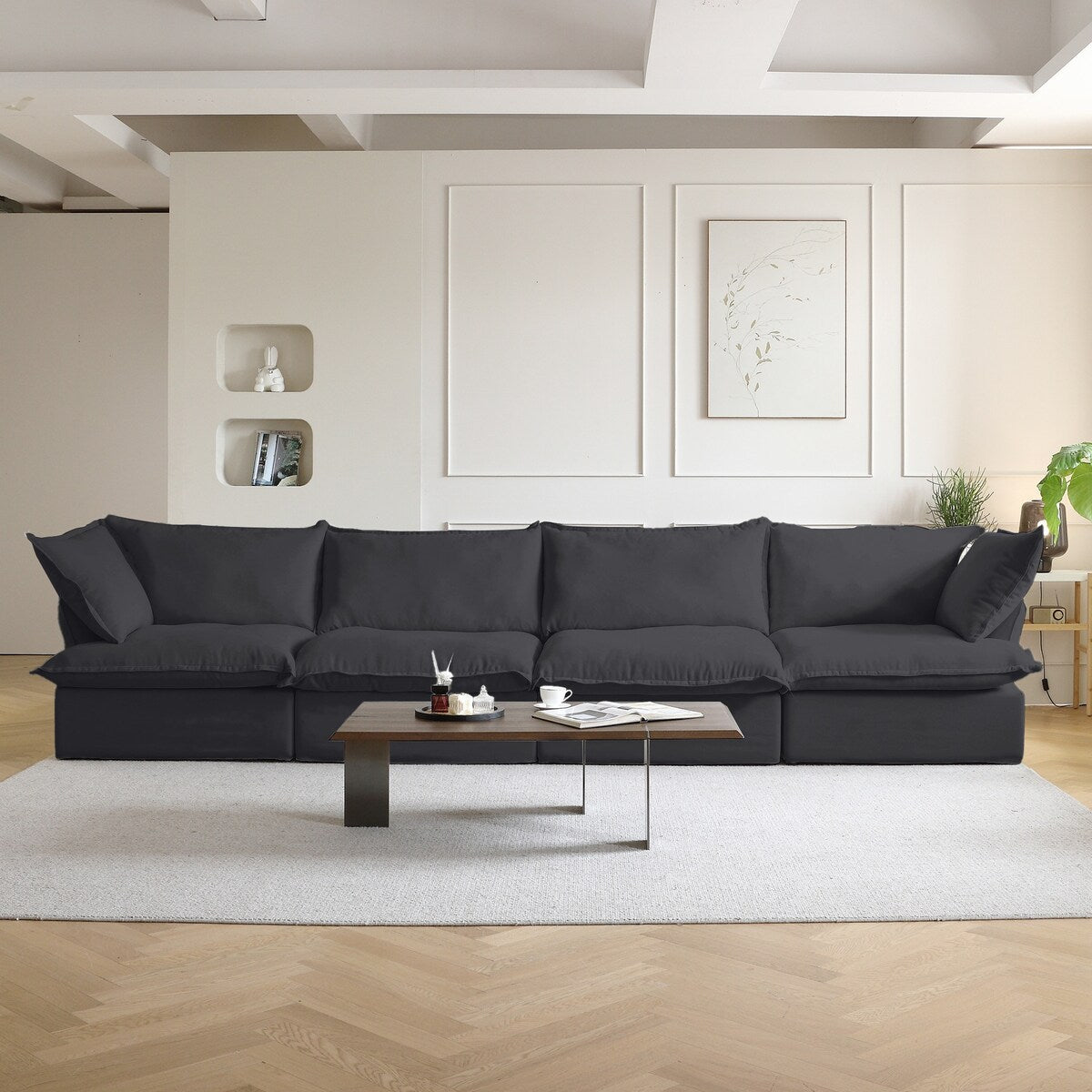 Canapés sectionnels pour salon, canapé sectionnel modulaire 4 places, housses de coussin amovibles