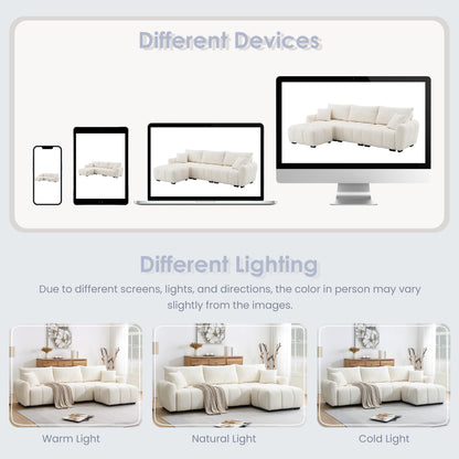 Canapé sectionnel ottoman mobile, mousse haute densité, combinaison libre