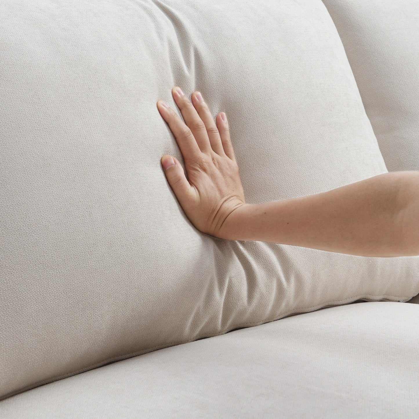 Canapé sectionnel avec coussins décoratifs, ensemble de canapé en L avec assise large, ensemble de canapé 4 places en tissu polyester confortable avec pouf amovible