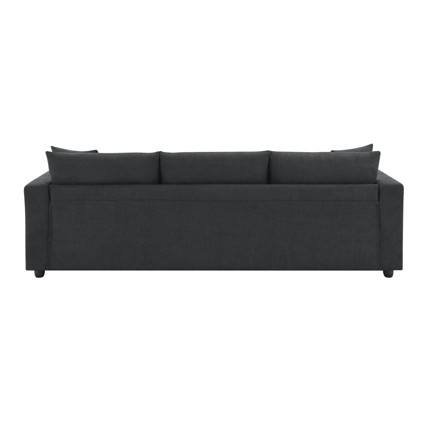 Canapé sectionnel avec coussins décoratifs, ensemble de canapé en L avec assise large, ensemble de canapé 4 places en tissu polyester confortable avec pouf amovible