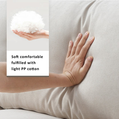 Canapé sectionnel avec coussins décoratifs, ensemble de canapé en L avec assise large, ensemble de canapé 4 places en tissu polyester confortable avec pouf amovible