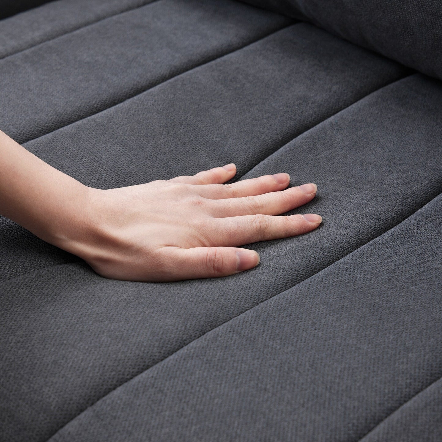 Canapé sectionnel à rayures verticales, 2 coussins, canapé 5 places avec pouf convertible, diverses combinaisons, forme en L