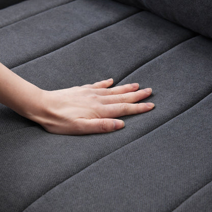 Canapé sectionnel à rayures verticales, 2 coussins, canapé 5 places avec pouf convertible, diverses combinaisons, forme en L