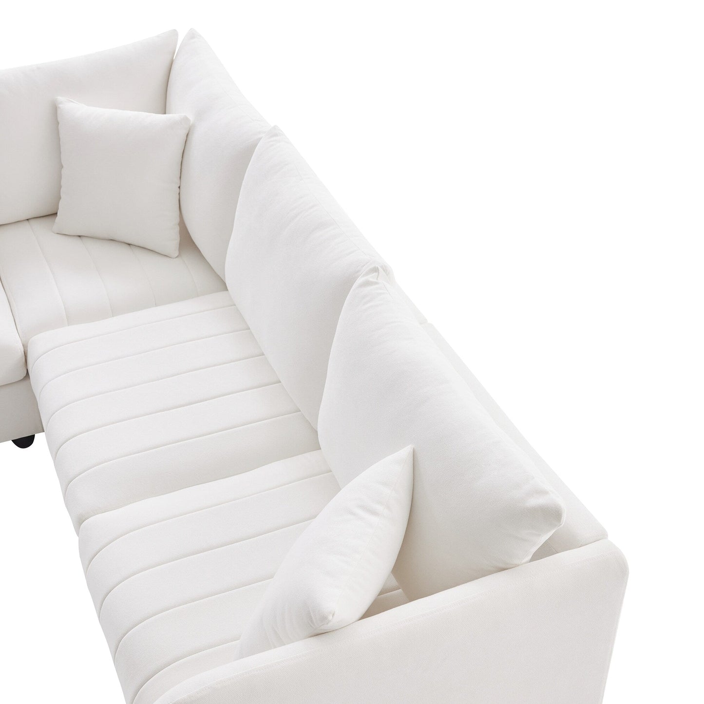 Canapé sectionnel à rayures verticales, 2 coussins, canapé 5 places avec pouf convertible, diverses combinaisons, forme en L