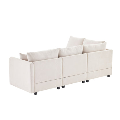 Canapé sectionnel à rayures verticales, 2 coussins, canapé 5 places avec pouf convertible, diverses combinaisons, forme en L