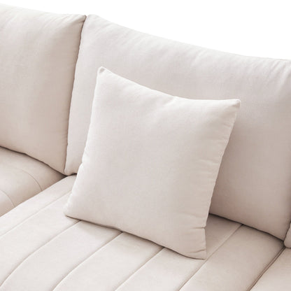 Canapé sectionnel à rayures verticales, 2 coussins, canapé 5 places avec pouf convertible, diverses combinaisons, forme en L