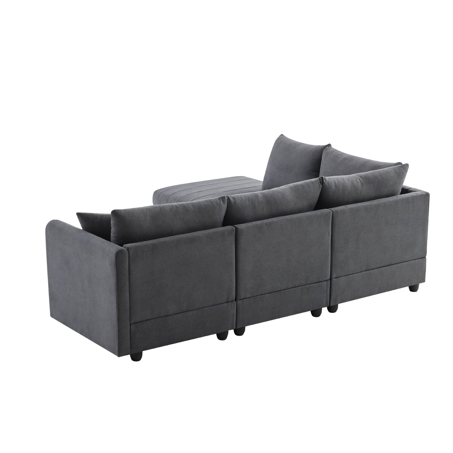 Canapé sectionnel à rayures verticales, 2 coussins, canapé 5 places avec pouf convertible, diverses combinaisons, forme en L