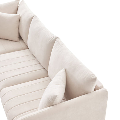 Canapé sectionnel à rayures verticales, 2 coussins, canapé 5 places avec pouf convertible, diverses combinaisons, forme en L