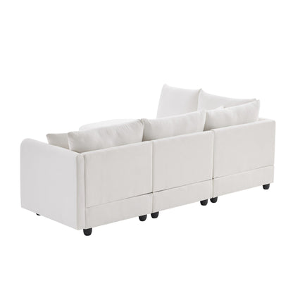 Canapé sectionnel à rayures verticales, 2 coussins, canapé 5 places avec pouf convertible, diverses combinaisons, forme en L