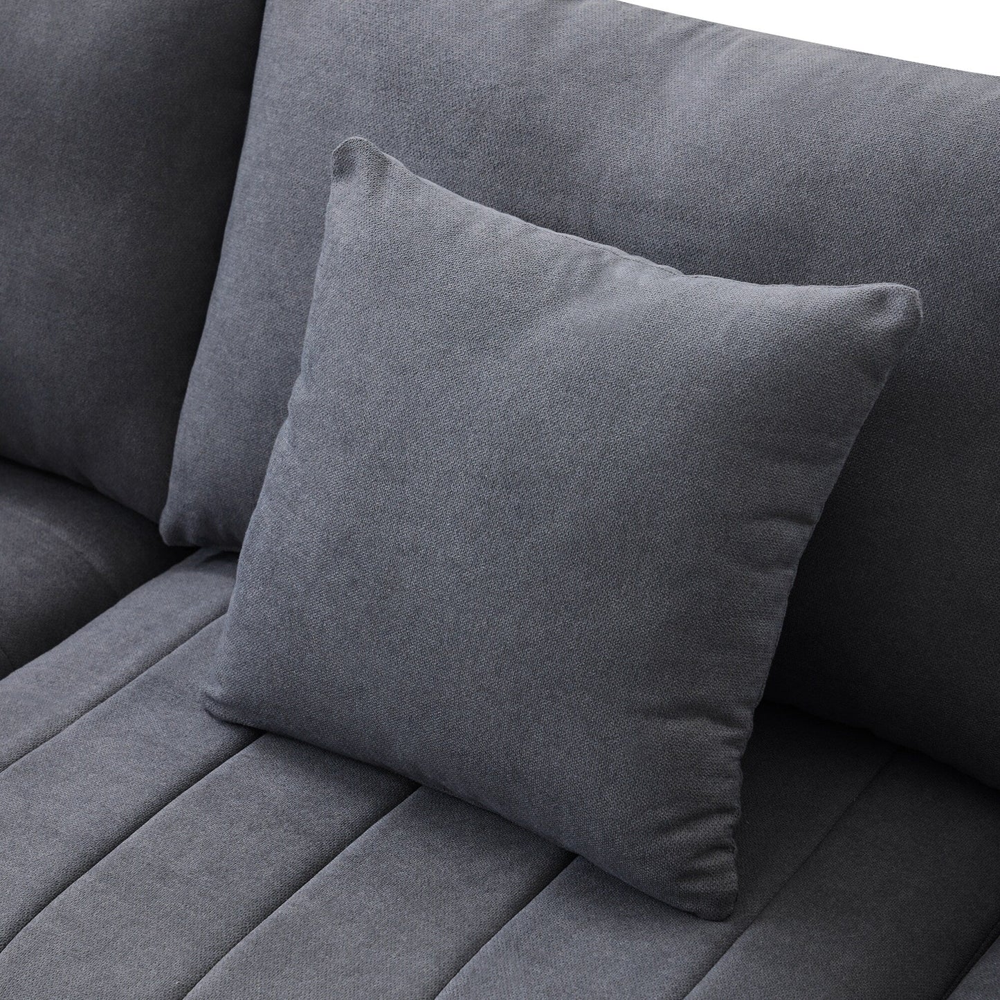 Canapé sectionnel à rayures verticales, 2 coussins, canapé 5 places avec pouf convertible, diverses combinaisons, forme en L