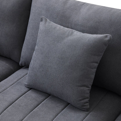 Canapé sectionnel à rayures verticales, 2 coussins, canapé 5 places avec pouf convertible, diverses combinaisons, forme en L