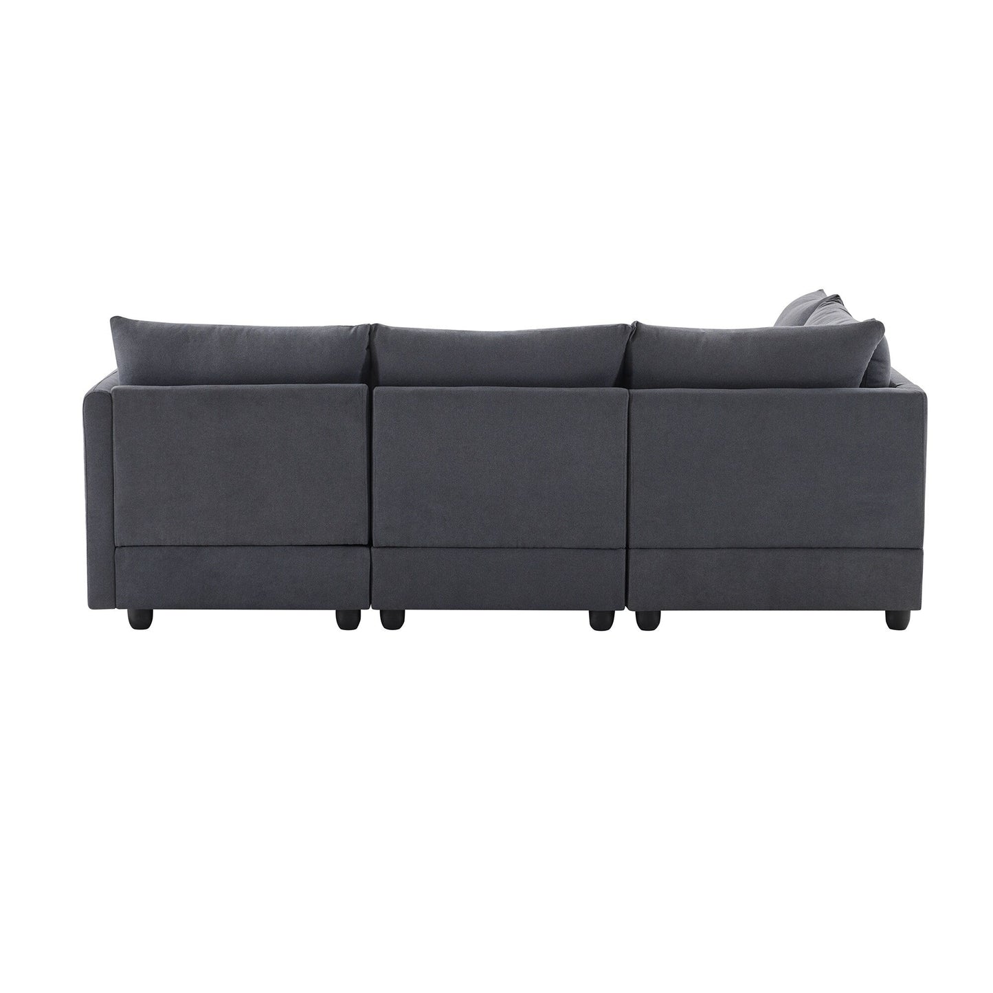 Canapé sectionnel à rayures verticales, 2 coussins, canapé 5 places avec pouf convertible, diverses combinaisons, forme en L