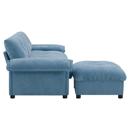 Canapé sectionnel en L avec accoudoirs multifonctions, chargeur double port, porte-gobelet, poches de rangement latérales, coussin moelleux