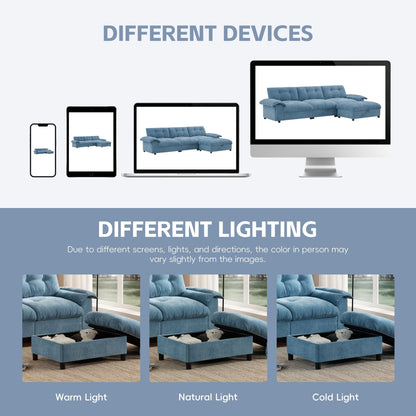 Canapé sectionnel en L avec accoudoirs multifonctions, chargeur double port, porte-gobelet, poches de rangement latérales, coussin moelleux