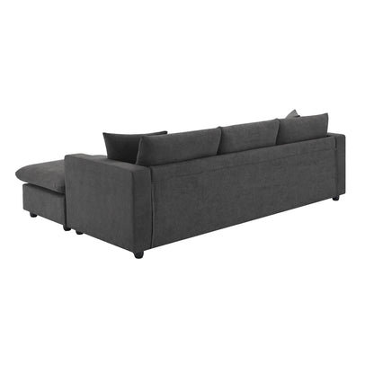 Canapé sectionnel, ensemble de canapé en L avec 2 coussins gratuits, ensemble de canapé 4 places en tissu polyester avec pouf convertible