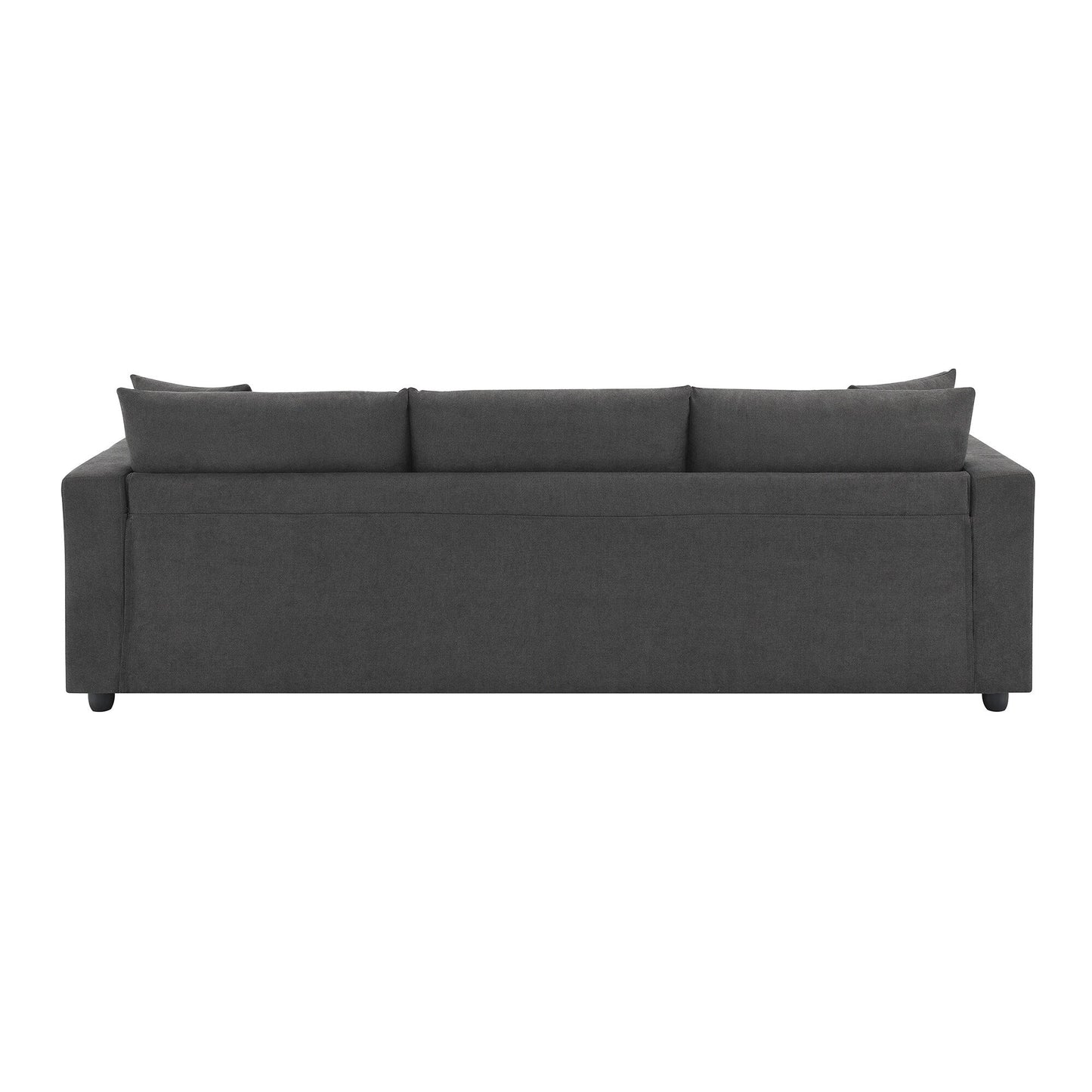 Canapé sectionnel, ensemble de canapé en L avec 2 coussins gratuits, ensemble de canapé 4 places en tissu polyester avec pouf convertible