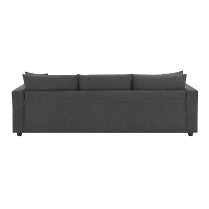Canapé sectionnel, ensemble de canapé en L avec 2 coussins gratuits, ensemble de canapé 4 places en tissu polyester avec pouf convertible