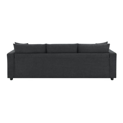 Canapé sectionnel, ensemble de canapé en L avec 2 coussins gratuits, ensemble de canapé 4 places en tissu polyester avec pouf convertible