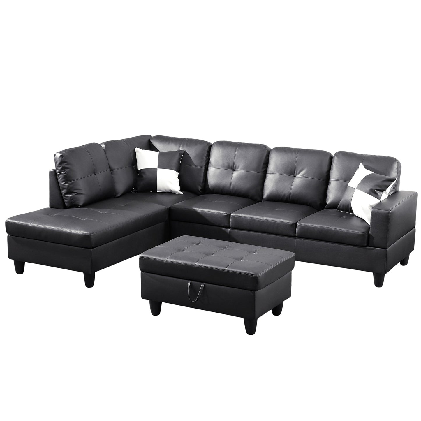 Ensemble de canapés de salon 3 pièces en cuir synthétique semi-PU