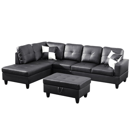 Ensemble de canapés de salon 3 pièces en cuir synthétique semi-PU