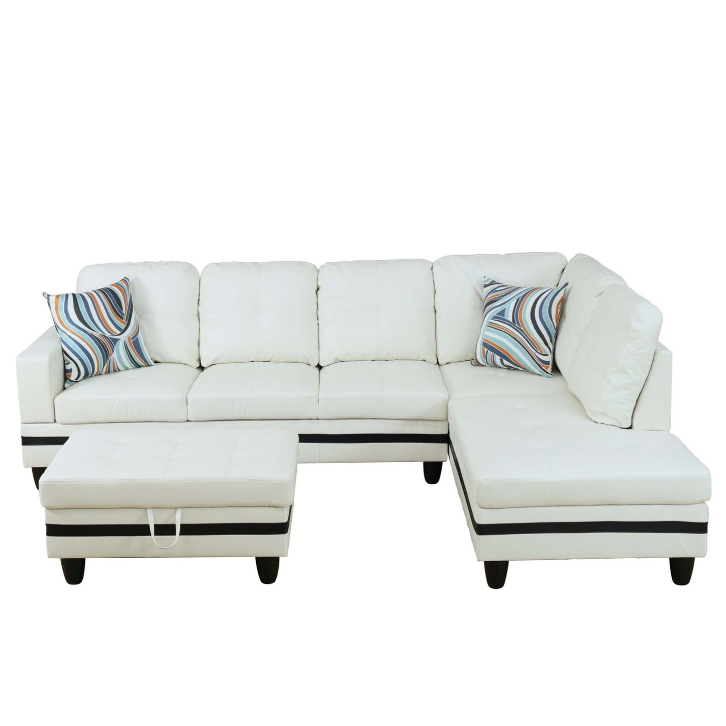 Ensemble de canapés de salon 3 pièces en cuir synthétique semi-PU