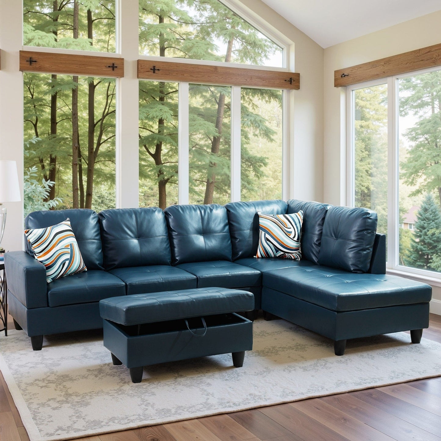 Ensemble de canapés de salon 3 pièces en cuir synthétique semi-PU