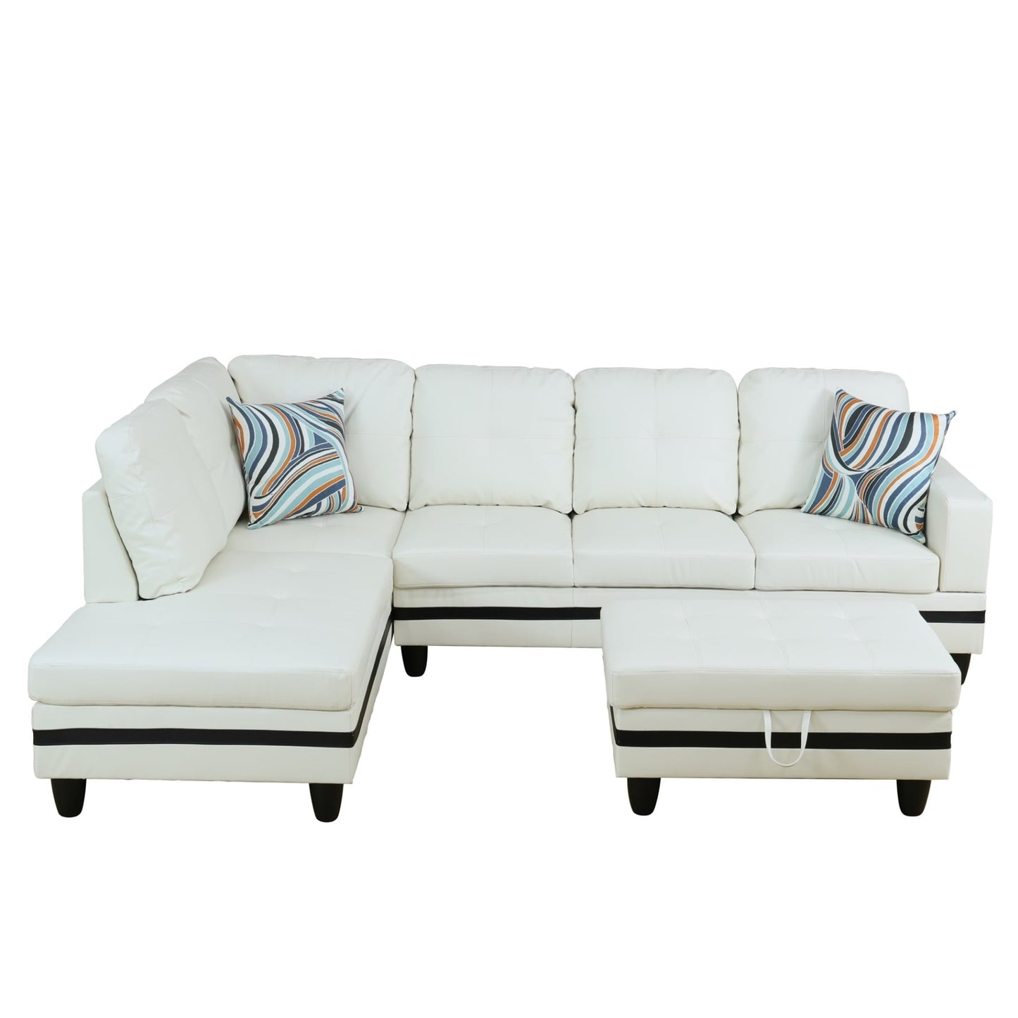 Ensemble de canapés de salon 3 pièces en cuir synthétique semi-PU