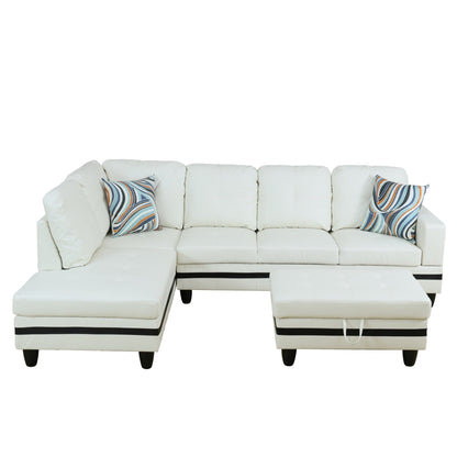 Ensemble de canapés de salon 3 pièces en cuir synthétique semi-PU