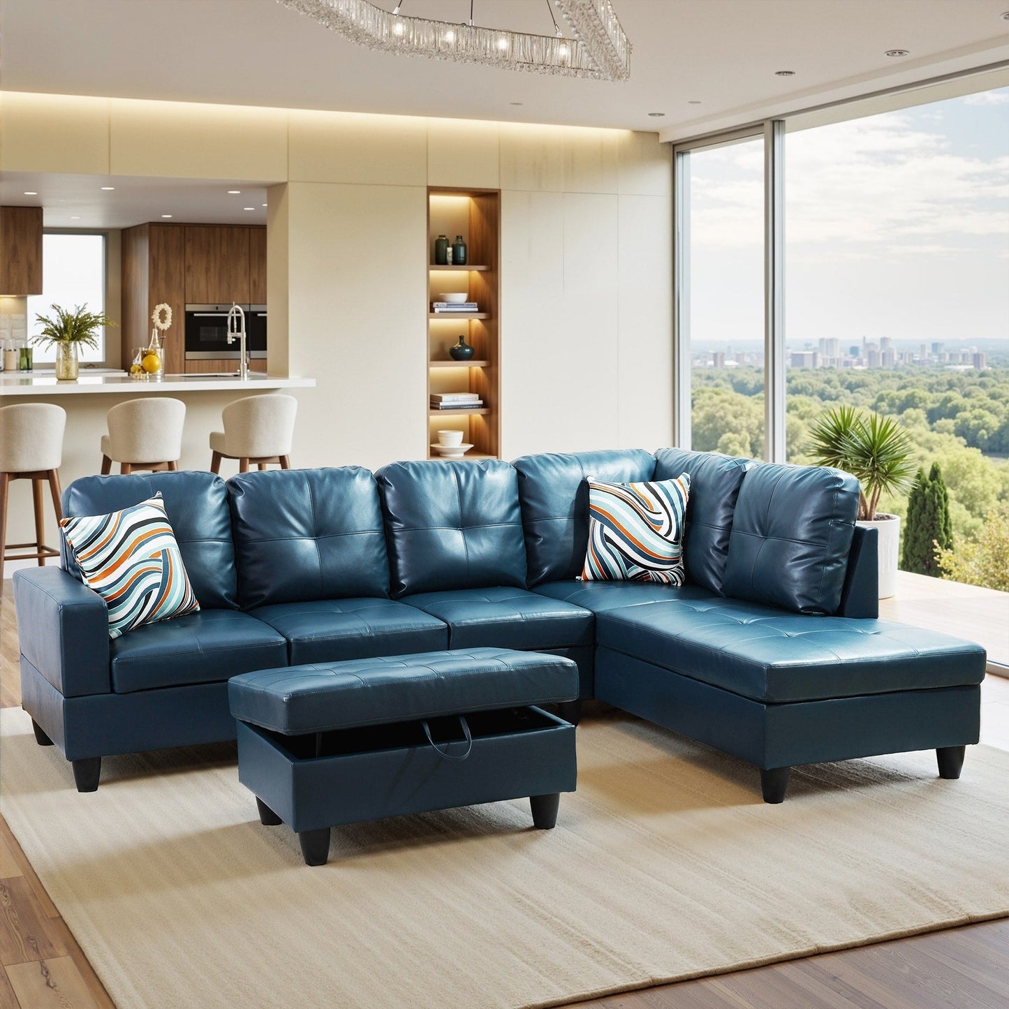 Ensemble de canapés de salon 3 pièces en cuir synthétique semi-PU