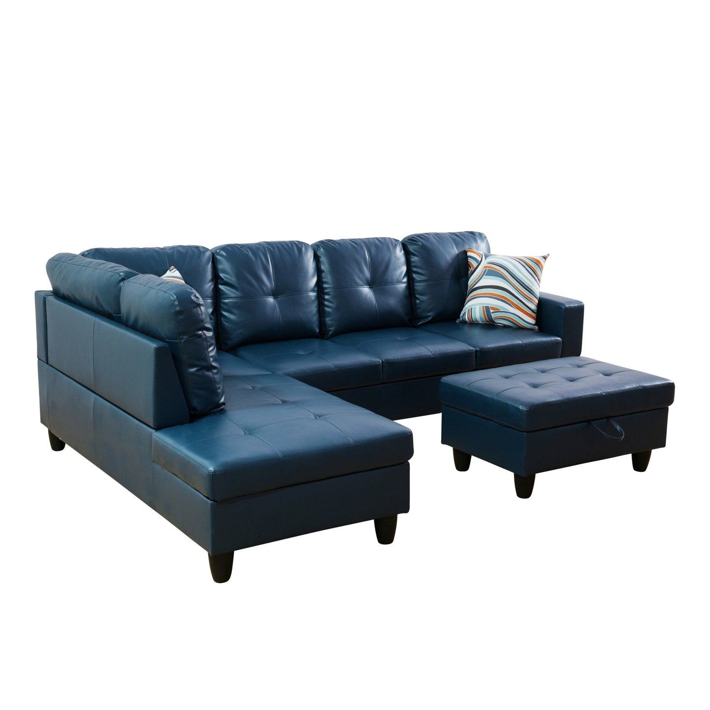 Ensemble de canapés de salon 3 pièces en cuir synthétique semi-PU