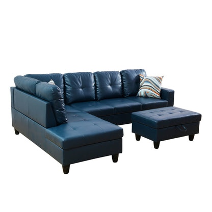 Ensemble de canapés de salon 3 pièces en cuir synthétique semi-PU