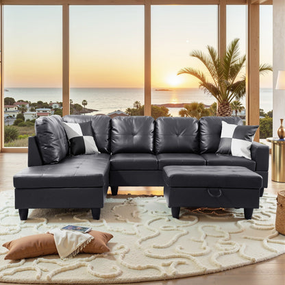 Ensemble de canapés de salon 3 pièces en cuir synthétique semi-PU