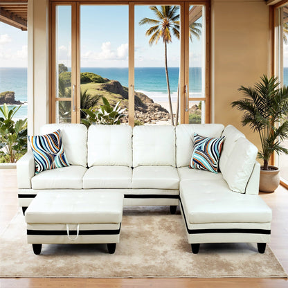 Ensemble de canapés de salon 3 pièces en cuir synthétique semi-PU