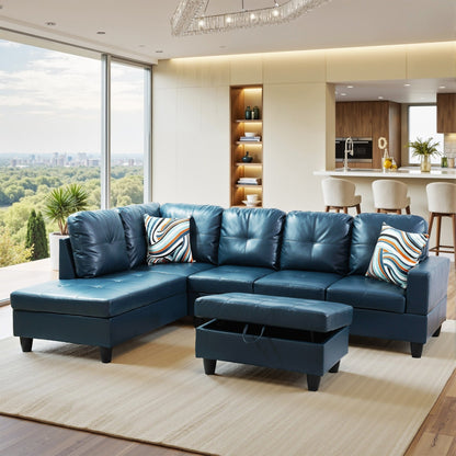 Ensemble de canapés de salon 3 pièces en cuir synthétique semi-PU