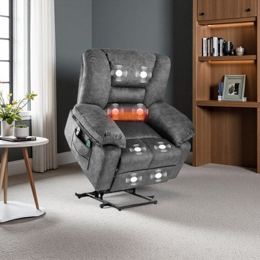 Fauteuil inclinable électrique adapté aux personnes âgées avec massage multimode, chauffage lombaire, positions réglables et assemblage rapide