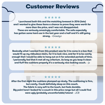 Canapé Serta Copenhagen 73 à accoudoirs roulés, polyester facile d'entretien, dossier moelleux, coussins d'assise à ressorts ensachés