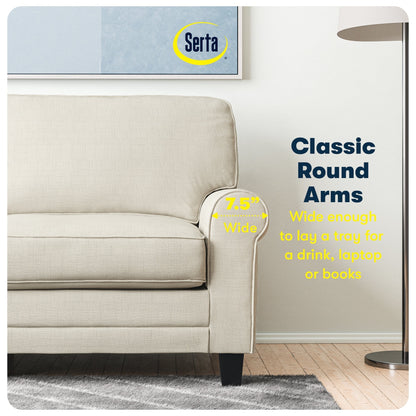Canapé Serta Copenhagen 73 à accoudoirs roulés, polyester facile d'entretien, dossier moelleux, coussins d'assise à ressorts ensachés