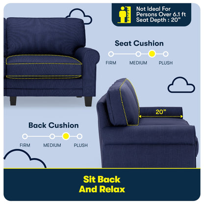 Canapé Serta Copenhagen 73 à accoudoirs roulés, polyester facile d'entretien, dossier moelleux, coussins d'assise à ressorts ensachés