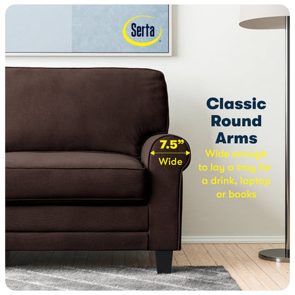 Canapé Serta Copenhagen 73 à accoudoirs roulés, polyester facile d'entretien, dossier moelleux, coussins d'assise à ressorts ensachés