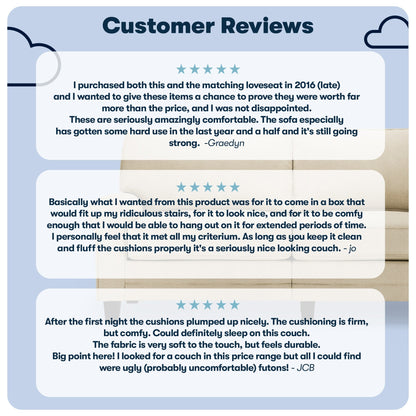 Canapé Serta Copenhagen 73 à accoudoirs roulés, polyester facile d'entretien, dossier moelleux, coussins d'assise à ressorts ensachés