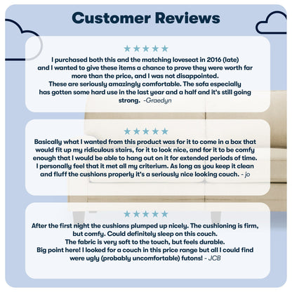 Canapé Serta Copenhagen 73 à accoudoirs roulés, polyester facile d'entretien, dossier moelleux, coussins d'assise à ressorts ensachés