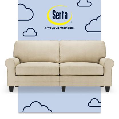 Canapé Serta Copenhagen 73 à accoudoirs roulés, polyester facile d'entretien, dossier moelleux, coussins d'assise à ressorts ensachés