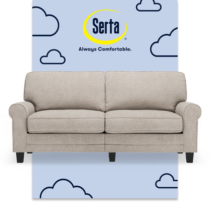 Canapé Serta Copenhagen 73 à accoudoirs roulés, polyester facile d'entretien, dossier moelleux, coussins d'assise à ressorts ensachés