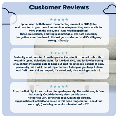 Canapé Serta Copenhagen 73 à accoudoirs roulés, polyester facile d'entretien, dossier moelleux, coussins d'assise à ressorts ensachés