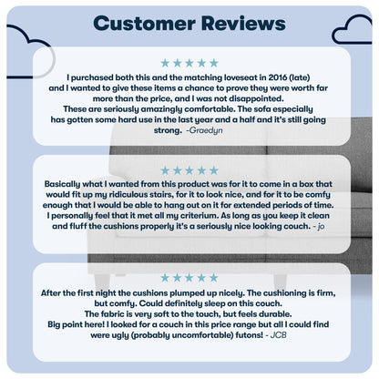 Canapé Serta Copenhagen 73 à accoudoirs roulés, polyester facile d'entretien, dossier moelleux, coussins d'assise à ressorts ensachés