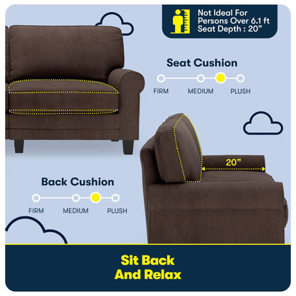 Canapé Serta Copenhagen 73 à accoudoirs roulés, polyester facile d'entretien, dossier moelleux, coussins d'assise à ressorts ensachés